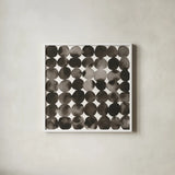 Seeing Spots I by Cheryl Warrick. Shown in a crisp white glass frame for a clean and minimalist style. Available as an archival giclee rolled canvas, fine art paper, or poster print. SKU 86960a.