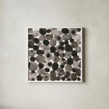 Seeing Spots II by Cheryl Warrick. Shown in a crisp white glass frame for a clean and minimalist style. Available as an archival giclee rolled canvas, fine art paper, or poster print. SKU 86961a.