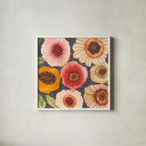 Serene Garden I by Cheryl Warrick. Shown in a crisp white glass frame for a clean and minimalist style. Available as an archival giclee rolled canvas, fine art paper, or poster print. SKU 103267a.