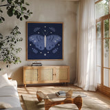 Simply Butterflies I by Cheryl Warrick. Shown in a natural wood frame in a cozy modern living room. Available as an archival giclee rolled canvas, fine art paper, or poster print. SKU 102961a.