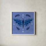 Simply Butterflies V by Cheryl Warrick. Shown in a crisp white glass frame for a clean and minimalist style. Available as an archival giclee rolled canvas, fine art paper, or poster print. SKU 102965a.
