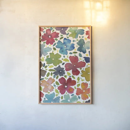 Spring Joy I by Cheryl Warrick. shown as a paper print in a natural frame. Available as a archival giclee rolled canvas, fine art paper, or poster print. SKU 86972h.