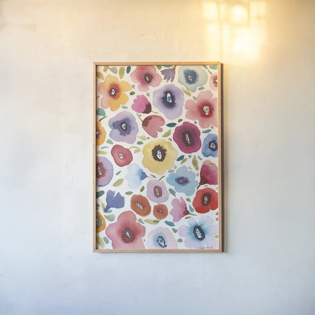 Spring Joy II by Cheryl Warrick. shown as a paper print in a natural frame. Available as a archival giclee rolled canvas, fine art paper, or poster print. SKU 86973h.