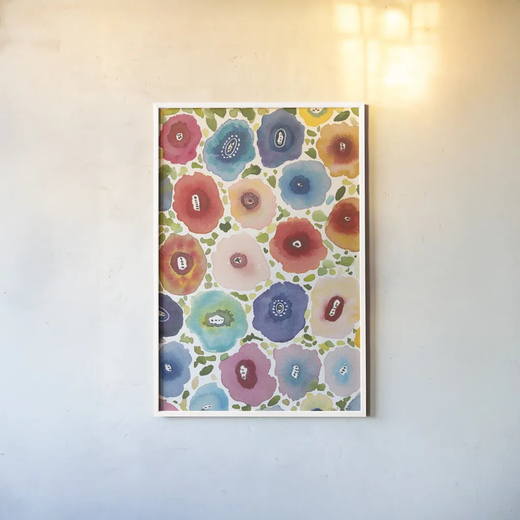 Spring Joy III by Cheryl Warrick. shown as a paper print in a white frame. Available as a archival giclee rolled canvas, fine art paper, or poster print. SKU 86974h.