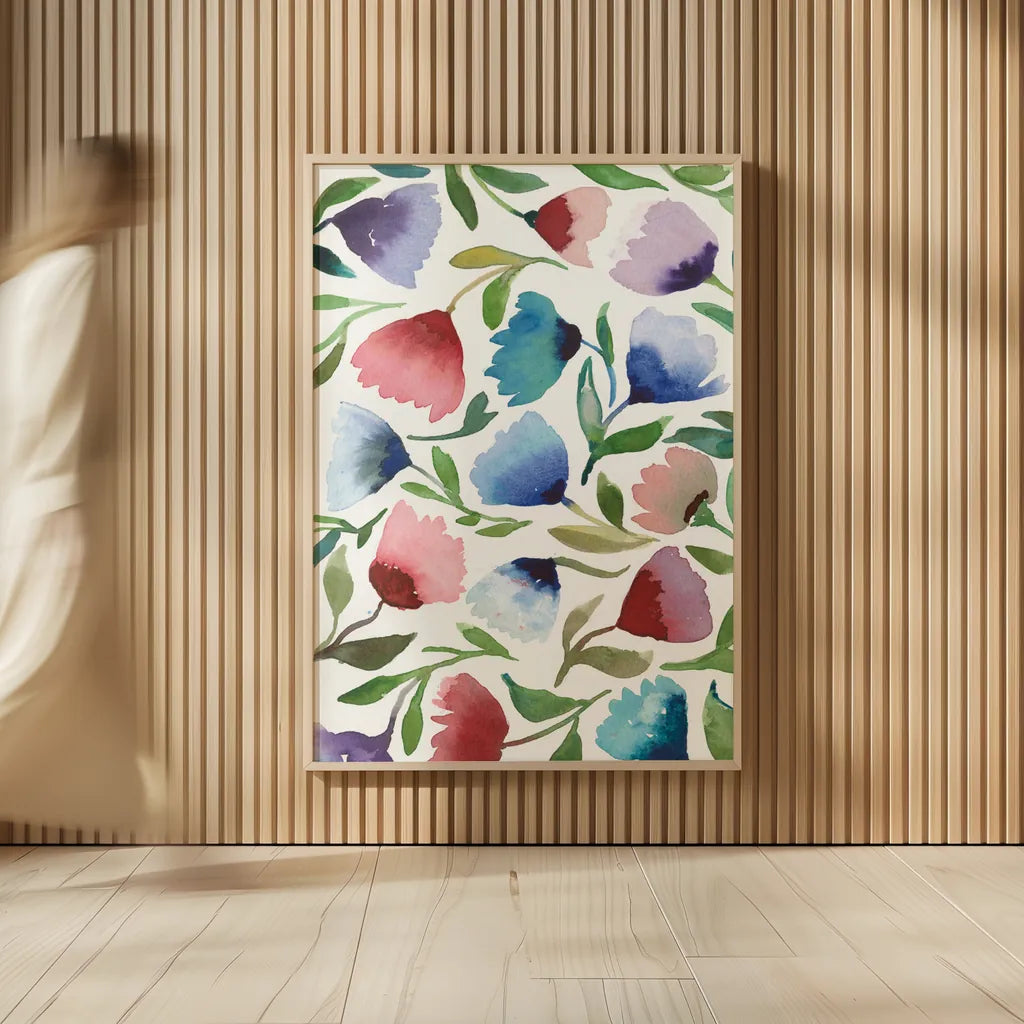 Spring Joy IV by Cheryl Warrick. shown as over sized large wall art. Available as an archival giclee rolled canvas, fine art paper, or poster print. SKU 86975h.
