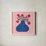 Still Blooms I by Cheryl Warrick. Shown in a crisp white glass frame for a clean and minimalist style. Available as an archival giclee rolled canvas, fine art paper, or poster print. SKU 103990a.