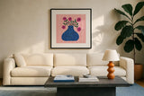Still Blooms I by Cheryl Warrick. Displayed in a glass frame with matte in a clean modern living room. Available as an archival giclee rolled canvas, fine art paper, or poster print. SKU 103990a.