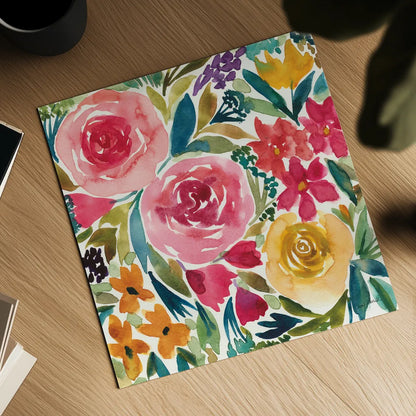 Summer Petals I by Cheryl Warrick. Shown as a detailed flat fine art print, highlighting archival giclee quality. Available as an archival giclee rolled canvas, fine art paper, or poster print. SKU 78388a.