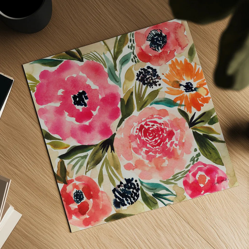 Summer Petals II by Cheryl Warrick. Shown as a detailed flat fine art print, highlighting archival giclee quality. Available as an archival giclee rolled canvas, fine art paper, or poster print. SKU 78389a.