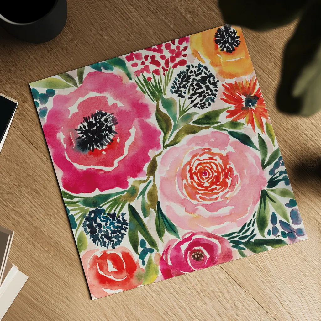 Summer Petals III by Cheryl Warrick. Shown as a detailed flat fine art print, highlighting archival giclee quality. Available as an archival giclee rolled canvas, fine art paper, or poster print. SKU 78390a.