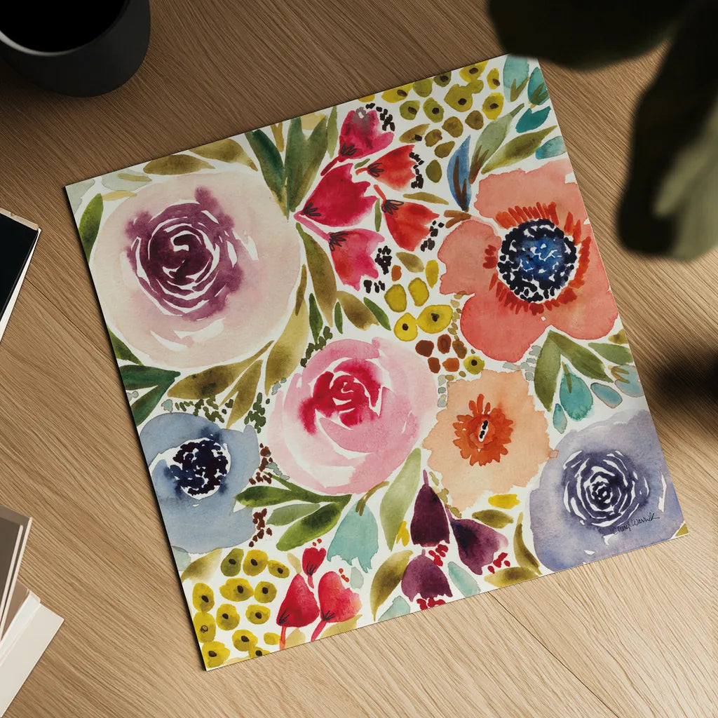 Summer Petals IV by Cheryl Warrick. Shown as a detailed flat fine art print, highlighting archival giclee quality. Available as an archival giclee rolled canvas, fine art paper, or poster print. SKU 78391a.