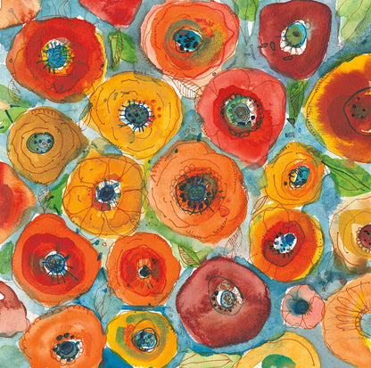 Sun Poppies II by Cheryl Warrick. SKU 42819a. Archival Giclee Fine art print for wall decor.