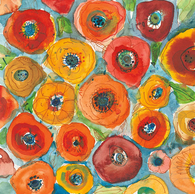 Sun Poppies II by Cheryl Warrick. SKU 42819a. Archival Giclee Fine art print for wall decor.