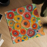 Sun Poppies II by Cheryl Warrick. Shown as a detailed flat fine art print, highlighting archival giclee quality. Available as an archival giclee rolled canvas, fine art paper, or poster print. SKU 42819a.