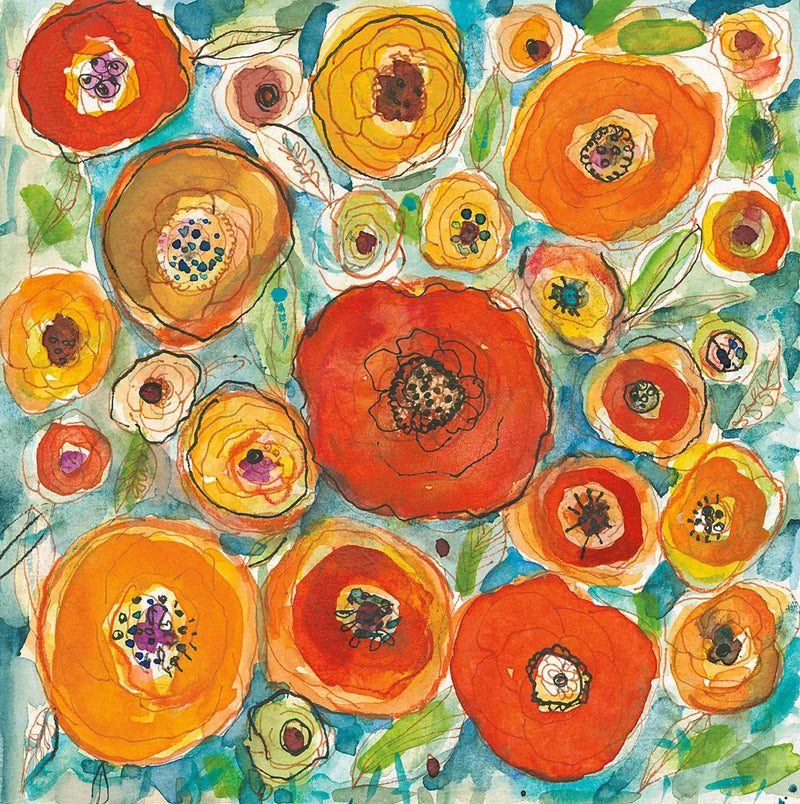 Sun Poppies III by Cheryl Warrick. SKU 42755a. Archival Giclee Fine art print for wall decor.