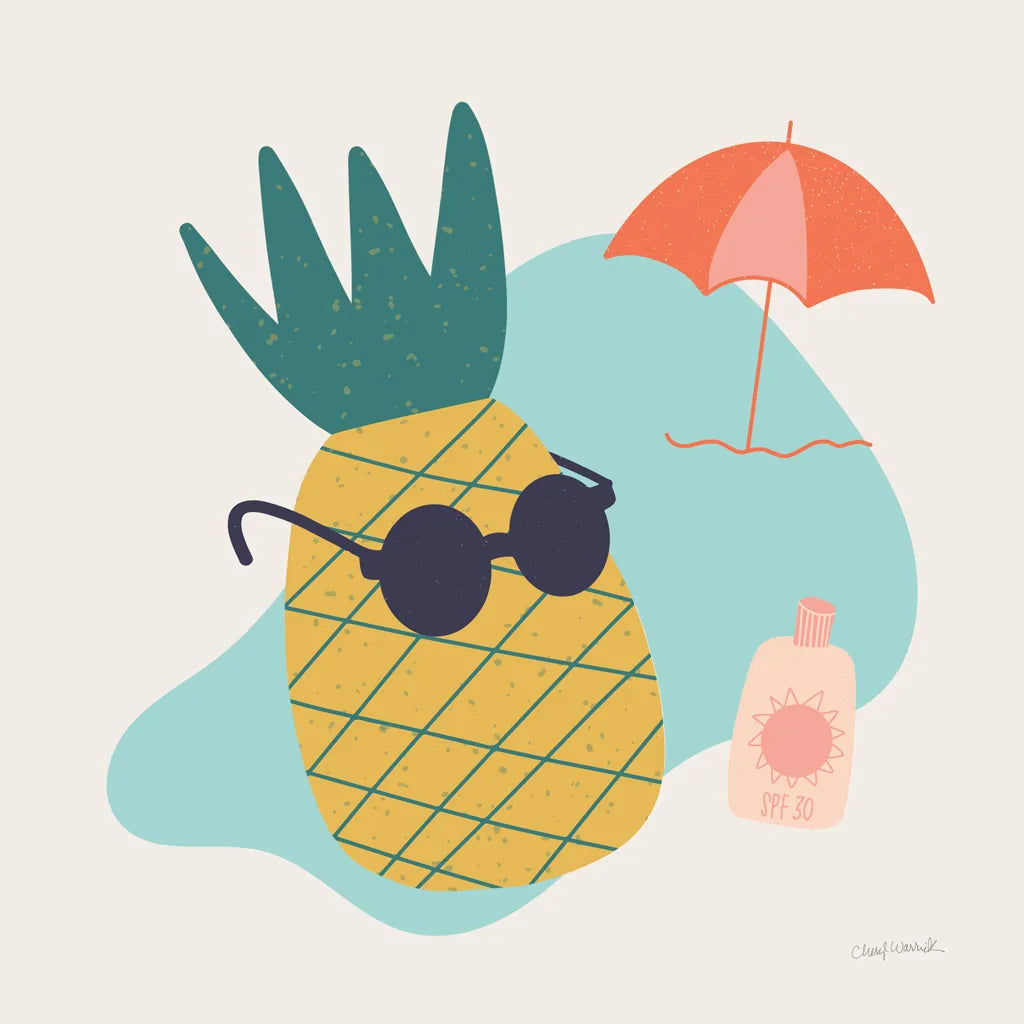 Sunny Pineapple I by Cheryl Warrick. SKU 82705a. Archival Giclee Fine art print for wall decor.