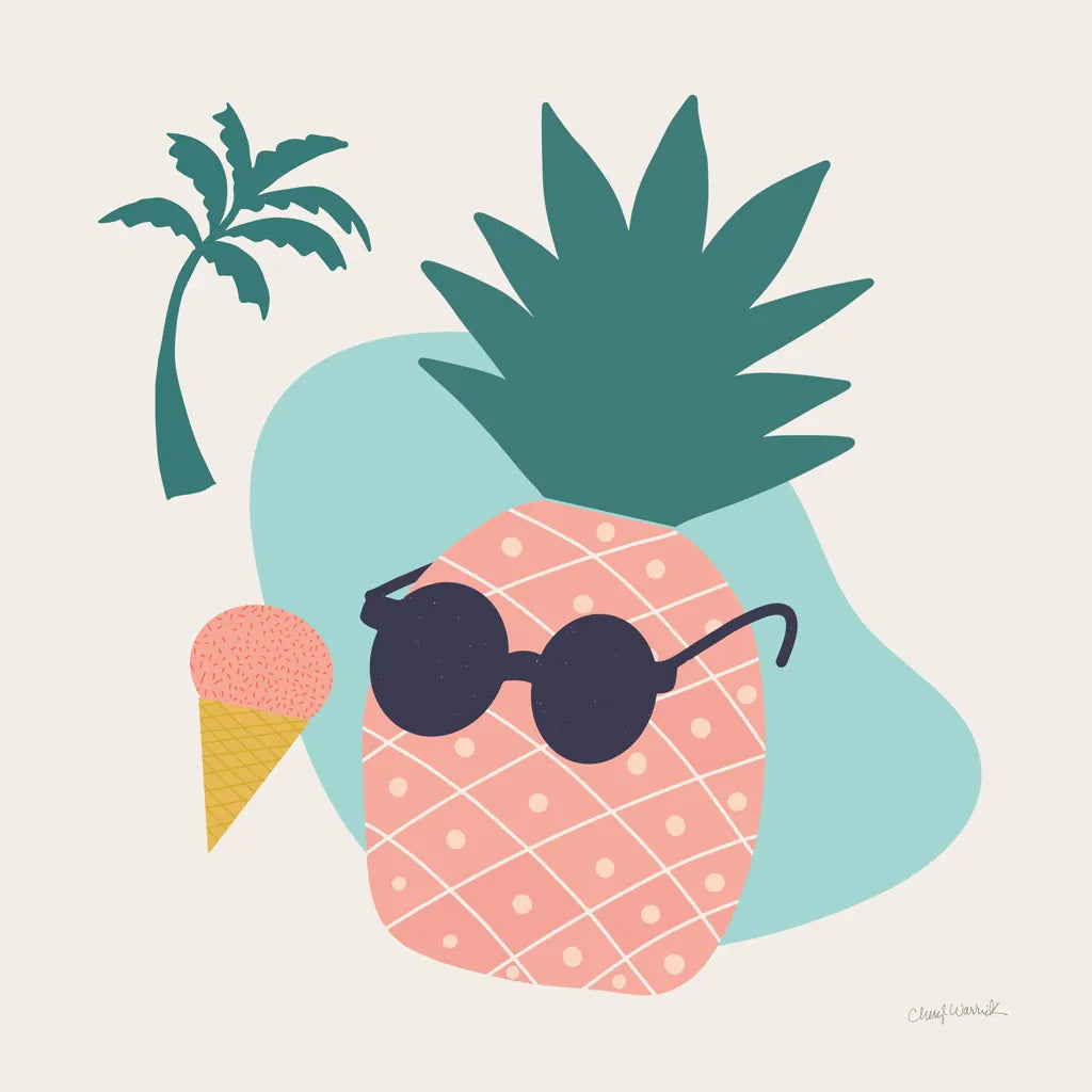 Sunny Pineapple II by Cheryl Warrick. SKU 82706a. Archival Giclee Fine art print for wall decor.