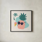 Sunny Pineapple II by Cheryl Warrick. Shown in a sleek black glass frame for a contemporary gallery look. Available as an archival giclee rolled canvas, fine art paper, or poster print. SKU 82706a.
