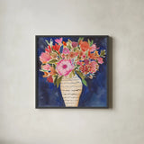 Surprise Florals I by Cheryl Warrick. Shown in a sleek black glass frame for a contemporary gallery look. Available as an archival giclee rolled canvas, fine art paper, or poster print. SKU 103275a.