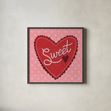 Sweet Valentine by Cheryl Warrick. Shown in a sleek black glass frame for a contemporary gallery look. Available as an archival giclee rolled canvas, fine art paper, or poster print. SKU 104040a.