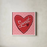 Sweet Valentine by Cheryl Warrick. Shown in a crisp white glass frame for a clean and minimalist style. Available as an archival giclee rolled canvas, fine art paper, or poster print. SKU 104040a.