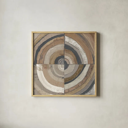 The Center I Abstract Crop Dark by Cheryl Warrick. Shown in a natural wood glass frame for a timeless modern aesthetic. Available as an archival giclee rolled canvas, fine art paper, or poster print. SKU 79821a.