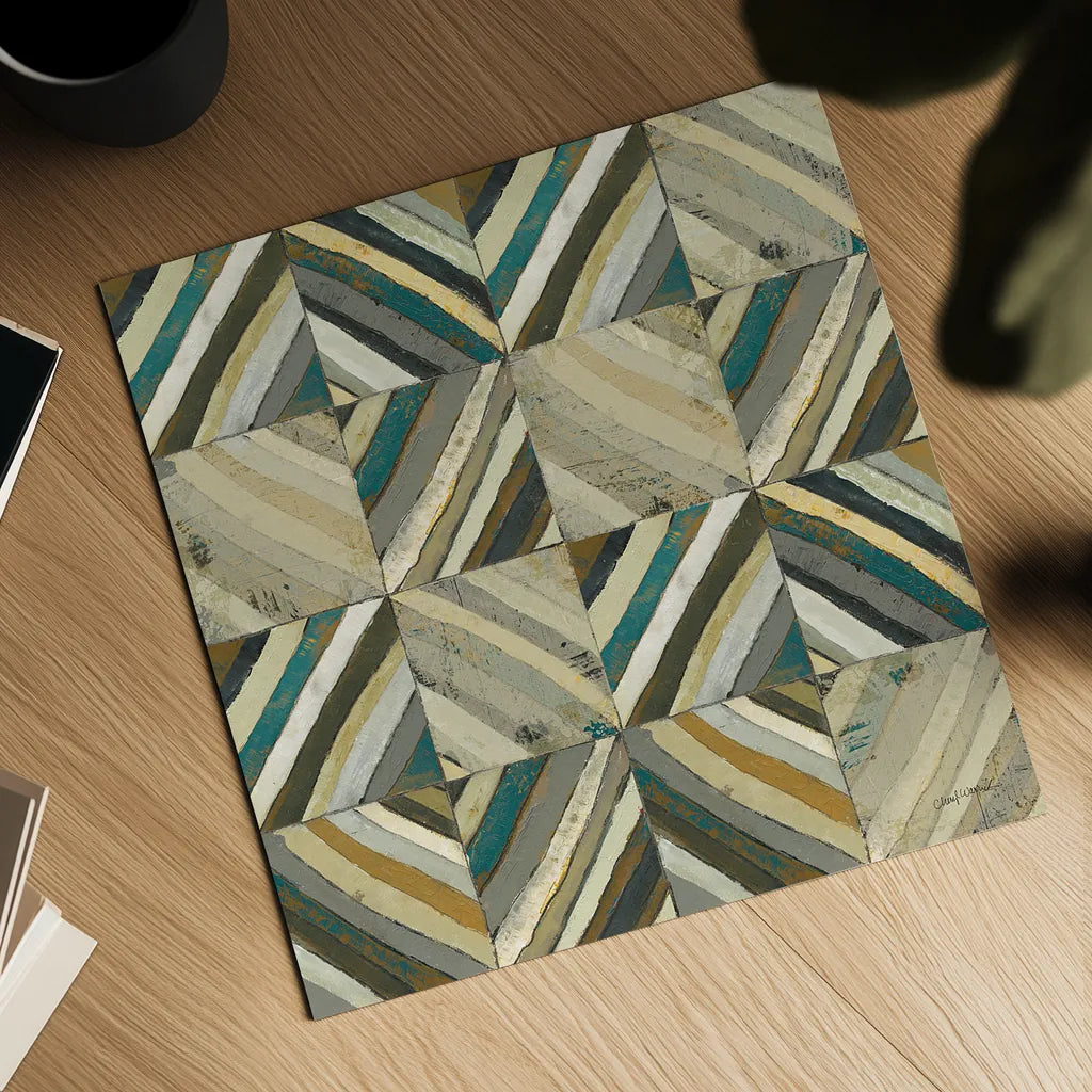 The Center I Abstract Turquoise by Cheryl Warrick. Shown as a detailed flat fine art print, highlighting archival giclee quality. Available as an archival giclee rolled canvas, fine art paper, or poster print. SKU 13854a.