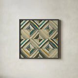 The Center I Abstract Turquoise by Cheryl Warrick. Shown in a sleek black glass frame for a contemporary gallery look. Available as an archival giclee rolled canvas, fine art paper, or poster print. SKU 13854a.