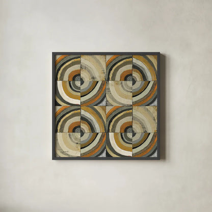 The Center II Abstract by Cheryl Warrick. Shown in a sleek black glass frame for a contemporary gallery look. Available as an archival giclee rolled canvas, fine art paper, or poster print. SKU 37814a.