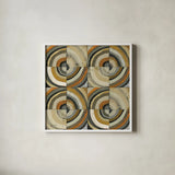 The Center II Abstract by Cheryl Warrick. Shown in a crisp white glass frame for a clean and minimalist style. Available as an archival giclee rolled canvas, fine art paper, or poster print. SKU 37814a.