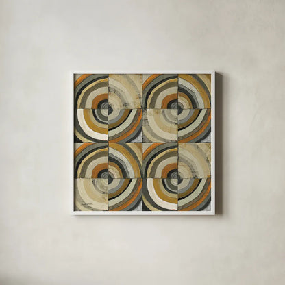 The Center II Abstract by Cheryl Warrick. Shown in a crisp white glass frame for a clean and minimalist style. Available as an archival giclee rolled canvas, fine art paper, or poster print. SKU 37814a.