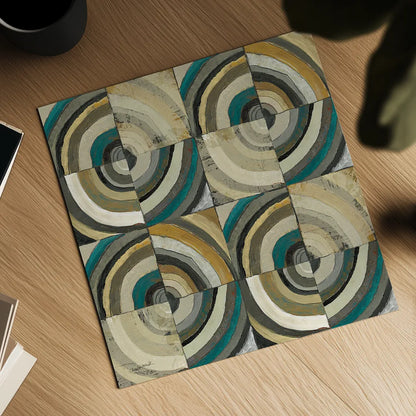 The Center II Abstract Turquoise by Cheryl Warrick. Shown as a detailed flat fine art print, highlighting archival giclee quality. Available as an archival giclee rolled canvas, fine art paper, or poster print. SKU 13855a.