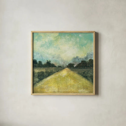 This Place III by Cheryl Warrick. Shown in a natural wood glass frame for a timeless modern aesthetic. Available as an archival giclee rolled canvas, fine art paper, or poster print. SKU 13360a.