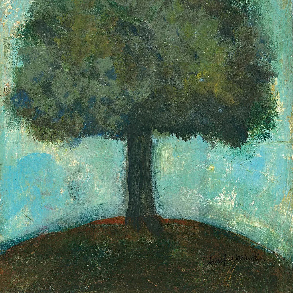 Under the Tree Square  II by Cheryl Warrick. SKU 37757a. Archival Giclee Fine art print for wall decor.