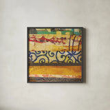 Urban Mixed Bag III by Cheryl Warrick. Shown in a sleek black glass frame for a contemporary gallery look. Available as an archival giclee rolled canvas, fine art paper, or poster print. SKU 37774a.