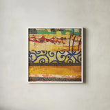 Urban Mixed Bag III by Cheryl Warrick. Shown in a crisp white glass frame for a clean and minimalist style. Available as an archival giclee rolled canvas, fine art paper, or poster print. SKU 37774a.
