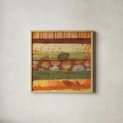 Urban Mixed Bag IV by Cheryl Warrick. Shown in a natural wood glass frame for a timeless modern aesthetic. Available as an archival giclee rolled canvas, fine art paper, or poster print. SKU 37773a.