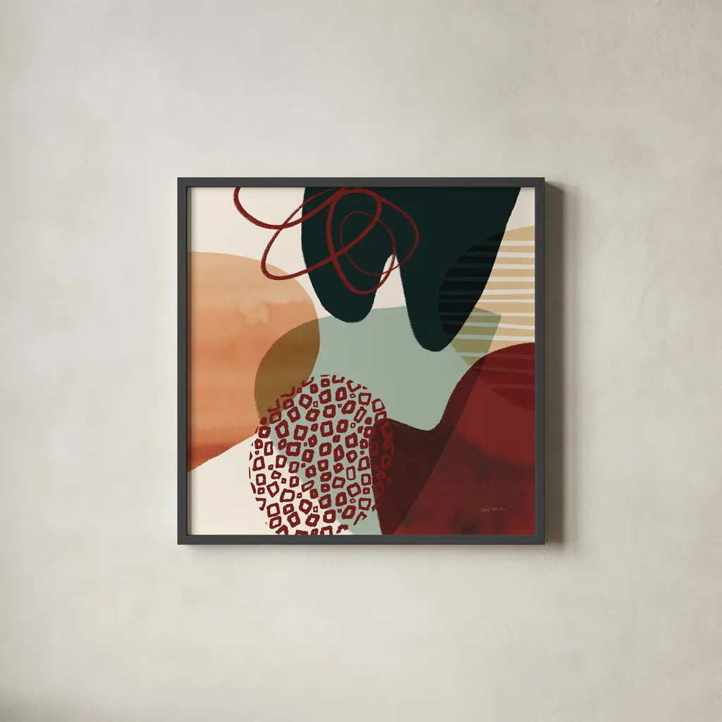 Variety II by Cheryl Warrick. Shown in a sleek black glass frame for a contemporary gallery look. Available as an archival giclee rolled canvas, fine art paper, or poster print. SKU 90930a.