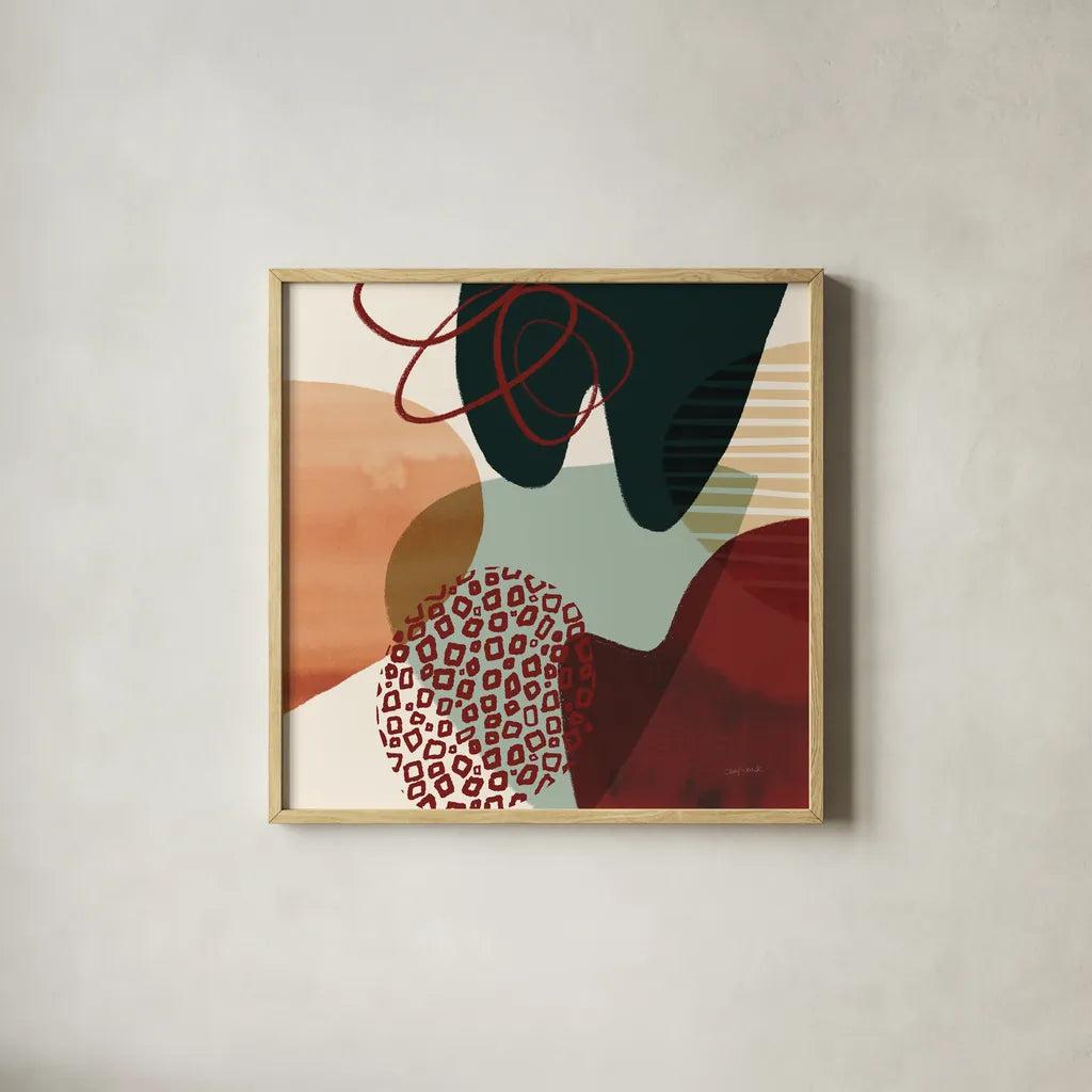 Variety II by Cheryl Warrick. Shown in a natural wood glass frame for a timeless modern aesthetic. Available as an archival giclee rolled canvas, fine art paper, or poster print. SKU 90930a.