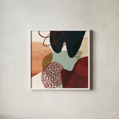 Variety II by Cheryl Warrick. Shown in a crisp white glass frame for a clean and minimalist style. Available as an archival giclee rolled canvas, fine art paper, or poster print. SKU 90930a.