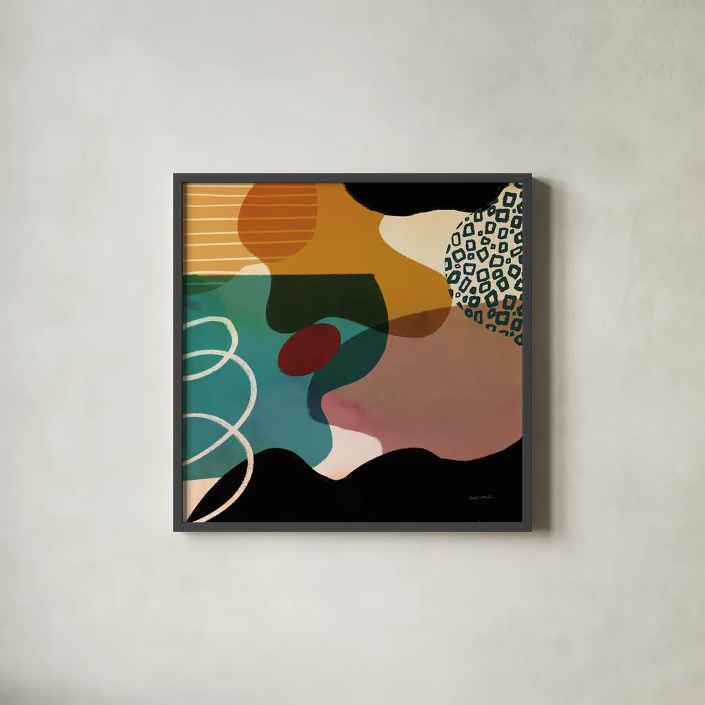 Variety III by Cheryl Warrick. Shown in a sleek black glass frame for a contemporary gallery look. Available as an archival giclee rolled canvas, fine art paper, or poster print. SKU 90931a.