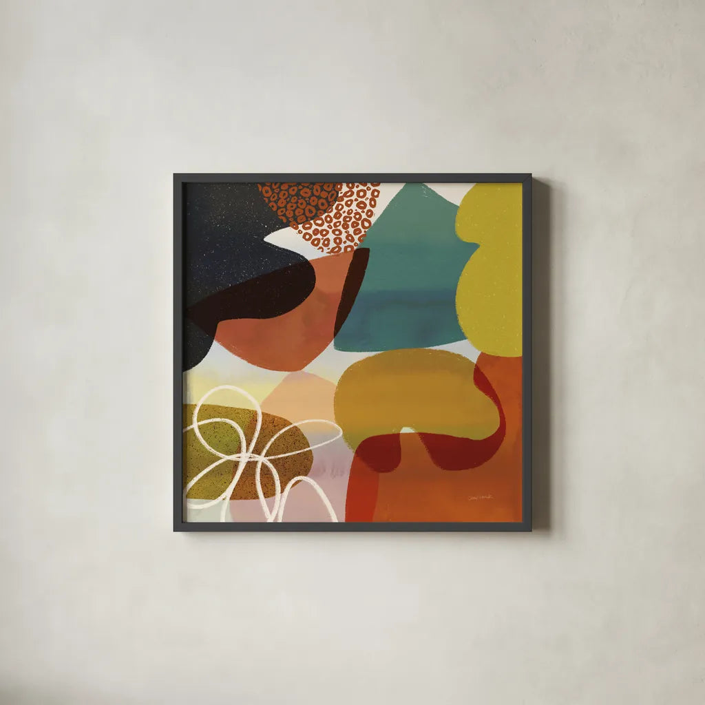 Variety VI by Cheryl Warrick. Shown in a sleek black glass frame for a contemporary gallery look. Available as an archival giclee rolled canvas, fine art paper, or poster print. SKU 90934a.