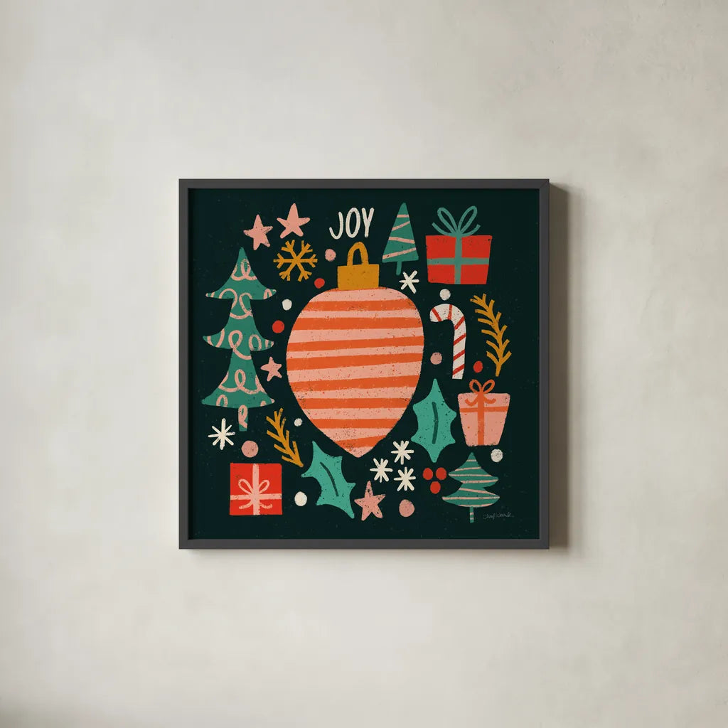 Warm Wishes III by Cheryl Warrick. Shown in a sleek black glass frame for a contemporary gallery look. Available as an archival giclee rolled canvas, fine art paper, or poster print. SKU 97609a.