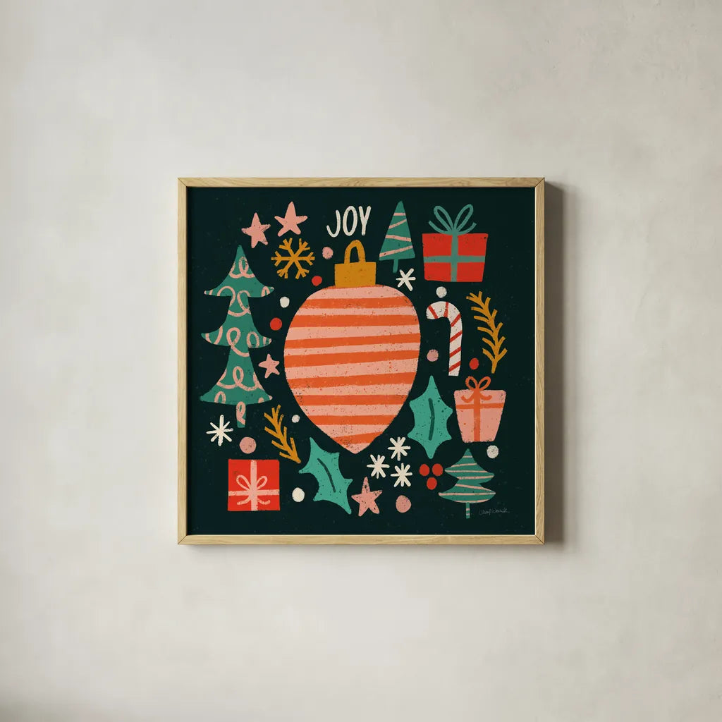 Warm Wishes III by Cheryl Warrick. Shown in a natural wood glass frame for a timeless modern aesthetic. Available as an archival giclee rolled canvas, fine art paper, or poster print. SKU 97609a.