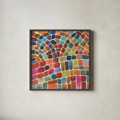 Winding Path I by Cheryl Warrick. Shown in a sleek black glass frame for a contemporary gallery look. Available as an archival giclee rolled canvas, fine art paper, or poster print. SKU 84787a.