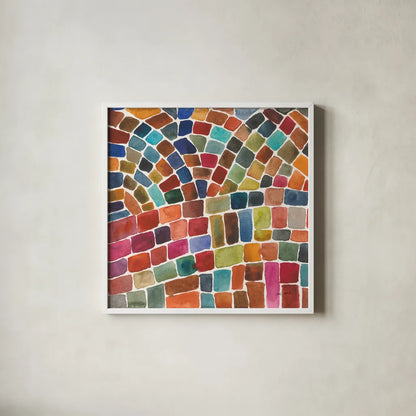 Winding Path I by Cheryl Warrick. Shown in a crisp white glass frame for a clean and minimalist style. Available as an archival giclee rolled canvas, fine art paper, or poster print. SKU 84787a.