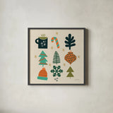 Winter Cheer I by Cheryl Warrick. Shown in a sleek black glass frame for a contemporary gallery look. Available as an archival giclee rolled canvas, fine art paper, or poster print. SKU 102795a.