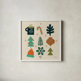 Winter Cheer I by Cheryl Warrick. Shown in a crisp white glass frame for a clean and minimalist style. Available as an archival giclee rolled canvas, fine art paper, or poster print. SKU 102795a.