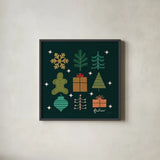 Winter Cheer II by Cheryl Warrick. Shown in a sleek black glass frame for a contemporary gallery look. Available as an archival giclee rolled canvas, fine art paper, or poster print. SKU 102796a.