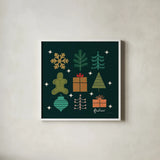Winter Cheer II by Cheryl Warrick. Shown in a crisp white glass frame for a clean and minimalist style. Available as an archival giclee rolled canvas, fine art paper, or poster print. SKU 102796a.